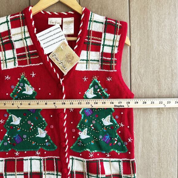 Vintage Bobbie Brooks Holiday Ugly Christmas Knit Sweater Vest Large Grandma - Picture 6 of 7
